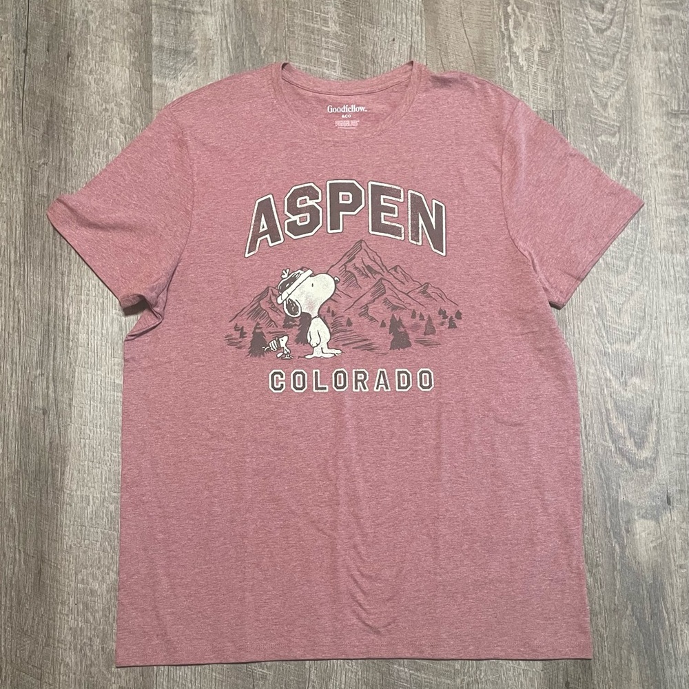 Snoopy and Woodstock Aspen Colorado men’s short sleeve shirt size large